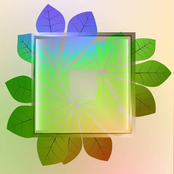 Quadro quadrado colorido e vetor de cartão de folhas de castanha — Vetor de Stock
