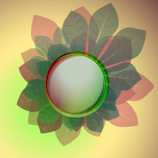 红、 绿彩色圆圈帧和板栗叶卡矢量 — 图库矢量图片