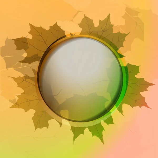Bouton rond de couleur orange et feuille d'érable vecteur de carte — Image vectorielle