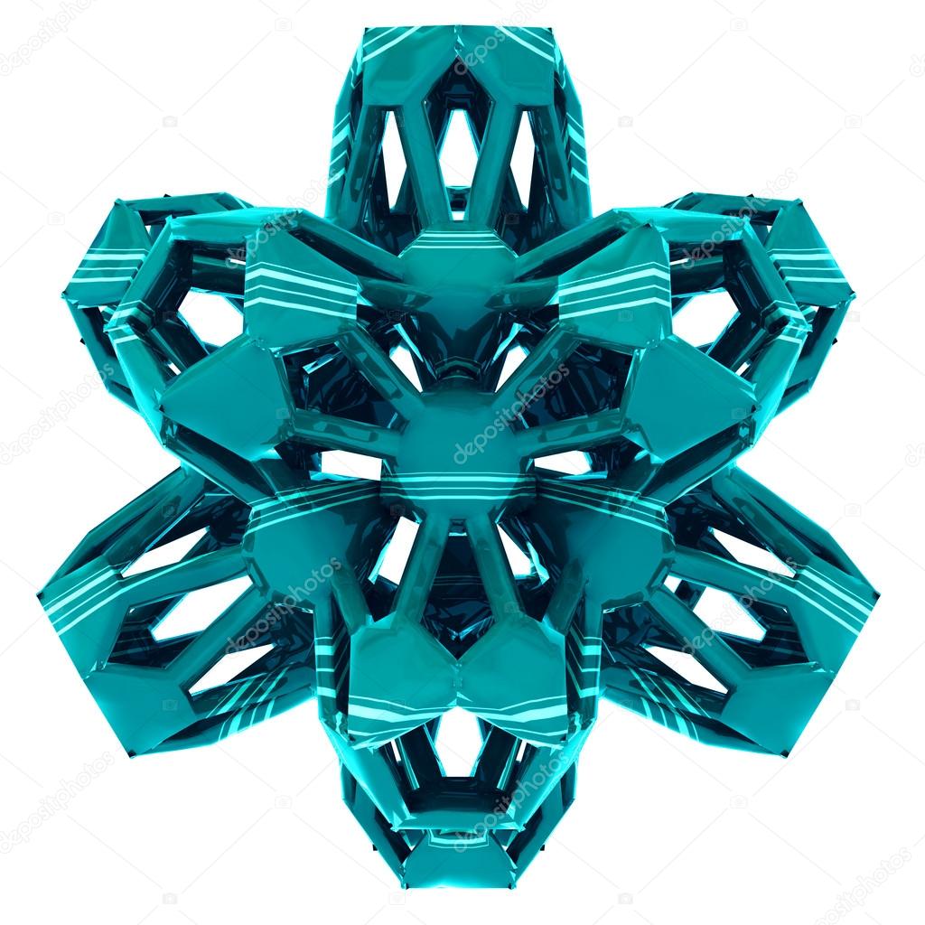 Abstract winter blue 3D snow flake postcard concept illustration