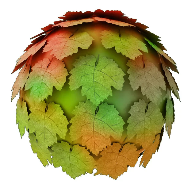 Isolated abstract colorful maple leaves sphere concept illustration — Stock Photo, Image