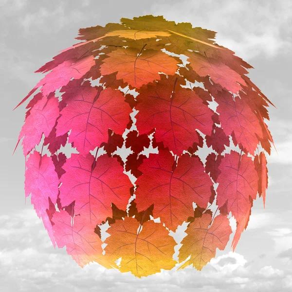 Abstract maple treetop sphere colorful in mist illustration — Stock Photo, Image