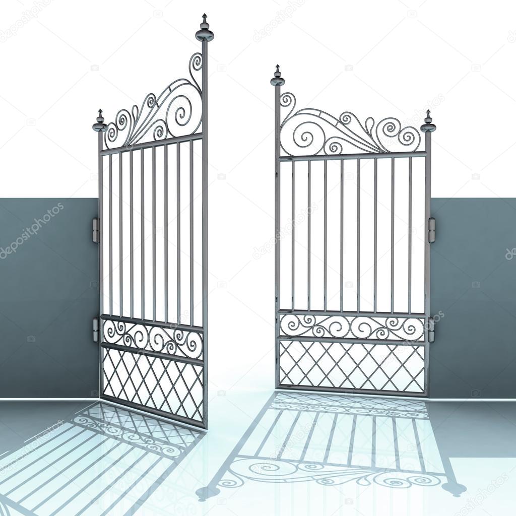 Open metal steel baroque fence illustration