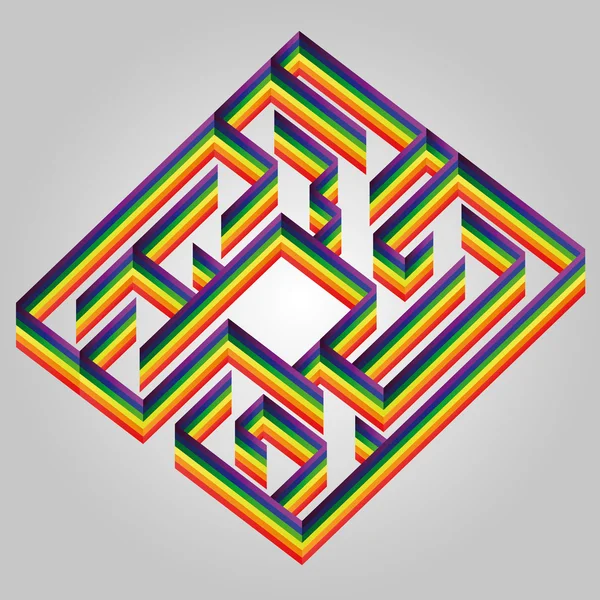 Regenbogen bemalt Labyrinth Wandkarte Wunsch Konzept Vektor — Stockvektor