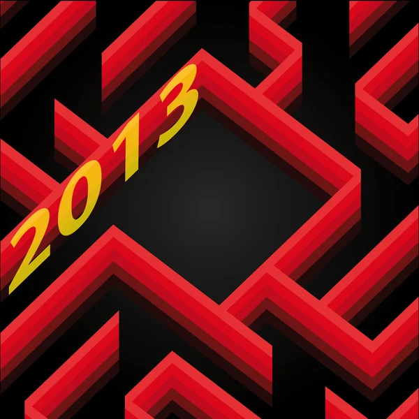 Red shaded labyrinth wall new year card wish vector — Stock Vector