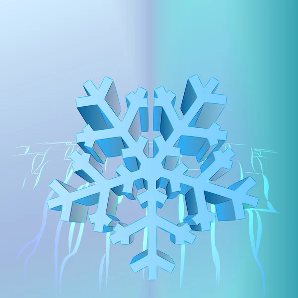 Dalgalı mavi taze kar tanesi kart vektör şablonla — Stok Vektör