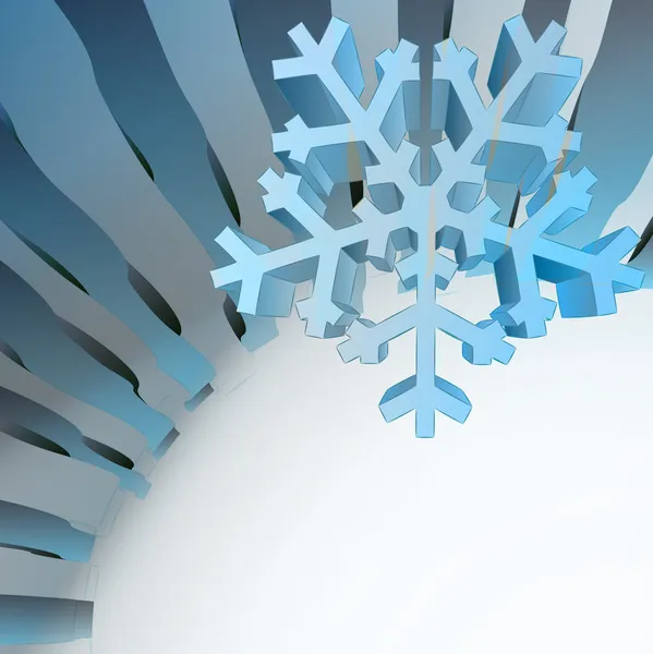 Modelo geométrico ondulado azul com vetor de floco de neve de inverno — Vetor de Stock