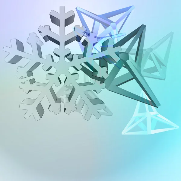 Triangular shape cluster with snowflake blue vector background — Stock Vector