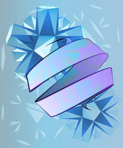 Kartenvorlage mit zwei blauen Kristallen und Schleifenhintergrund-Vektor — Stockvektor