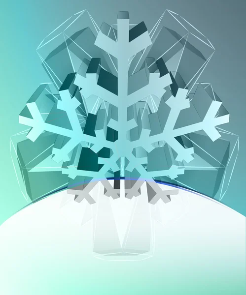 Blå kort mall med snöflinga och blanktecken ner vektor — Stock vektor
