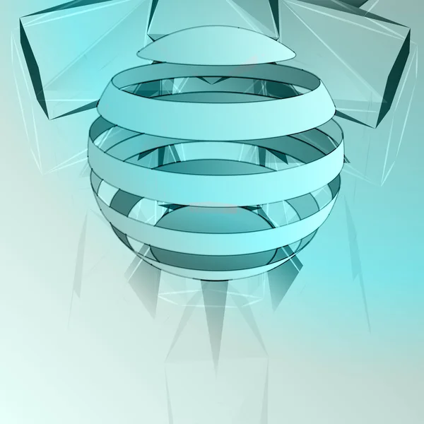 Tarjeta azul cristal dimensional con plantilla de vector esfera rayada — Vector de stock