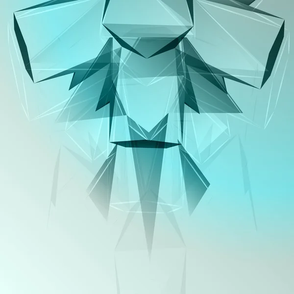 Dimensional crystal shape blue card vector template — Stock Vector