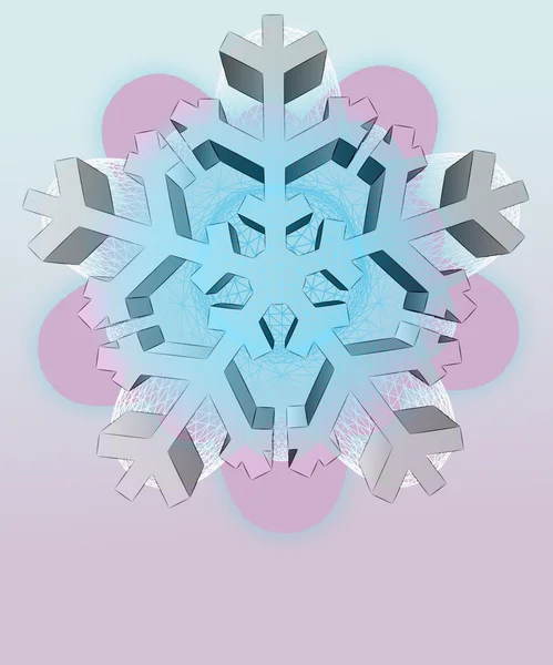 Forma de estrella redondeada de invierno violeta con plantilla de vector de copo de nieve — Vector de stock