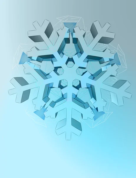 Abstract pentagonal winter dimensional snowfalke vector template — Stock Vector