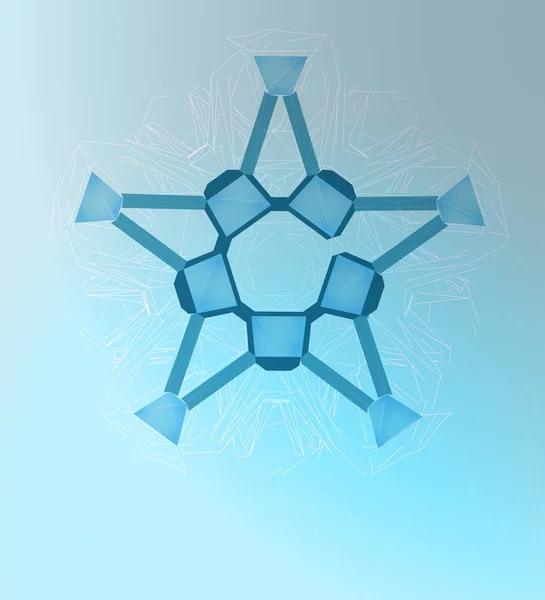 Plantilla pentagonal abstracta del vector de la línea de arte de la estrella del invierno — Vector de stock