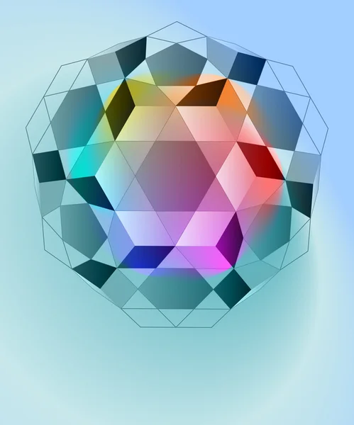 Iluminación mágica diamante geometría tarjeta vector plantilla — Vector de stock