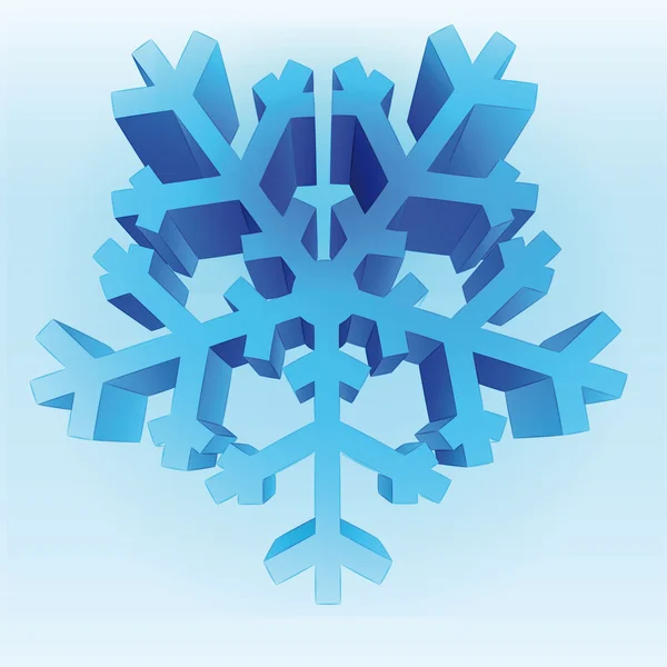 Plantilla de vector de copo de nieve azul tridimensional aislado — Archivo Imágenes Vectoriales