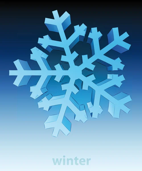 Three dimensional top view snowflake winter card vector template — Stock Vector
