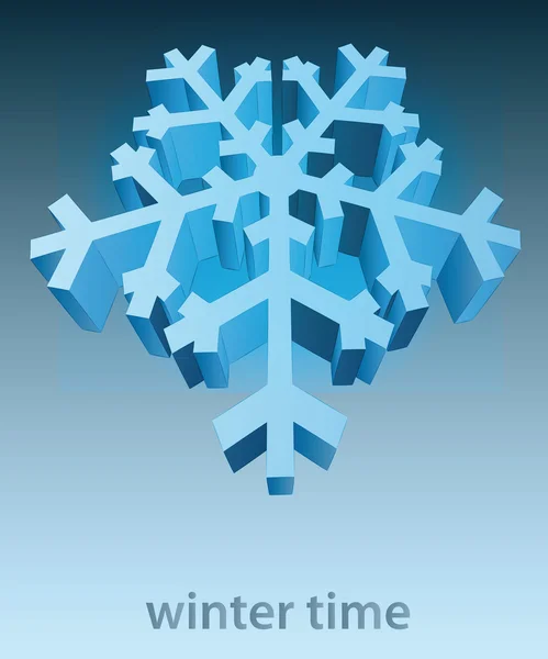 Three dimensional snowflake blue winter card vector template — Stock Vector