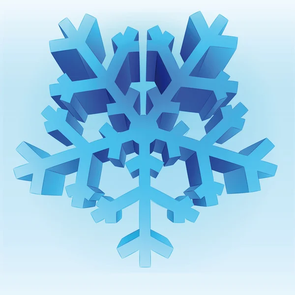 Isolated three dimensional blue snowflake vector template — Stock Vector
