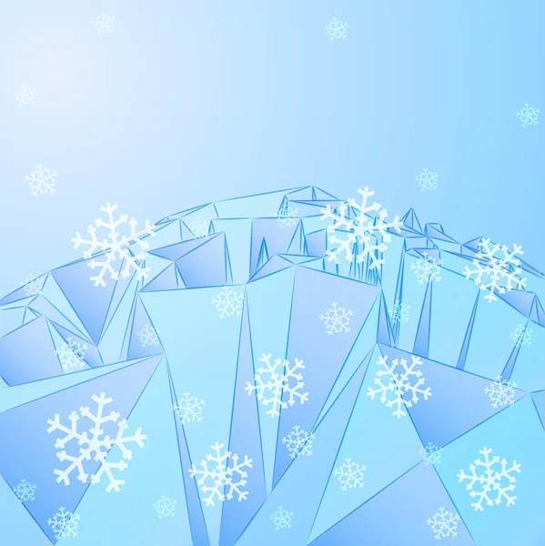 Abstract blue frosty grond met dalende sneeuw vector kaartsjabloon — Stockvector