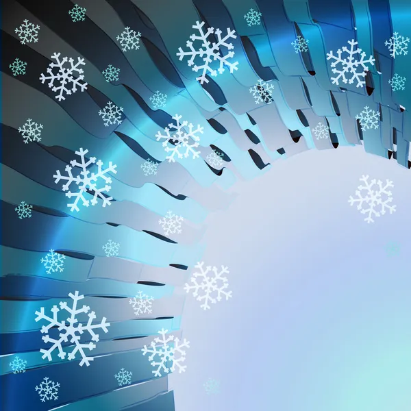 Rayas azules abstractas con la caída de la tarjeta de iluminación de nieve plantilla vectorial — Vector de stock