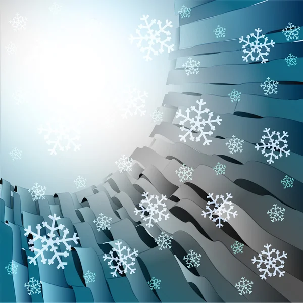 Abstrakte blaue Streifen mit fallenden Schneekarten-Vektorvorlagen — Stockvektor