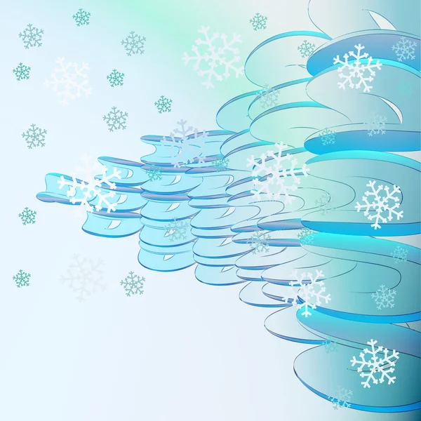 Formas redondas azules abstractas con plantilla de vector de tarjeta de nieve que cae — Archivo Imágenes Vectoriales