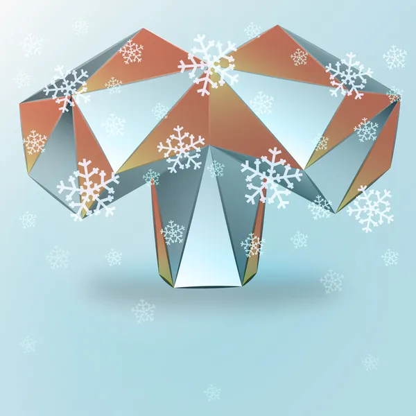 Abstract blue orange triangle shape with falling snow card vector template — Stock Vector