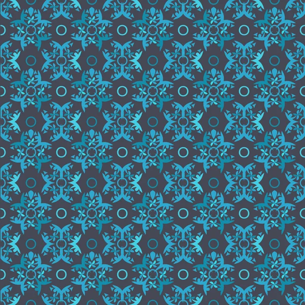 Floral donker blauw verlichte motief achtergrondpatroon — Stockvector