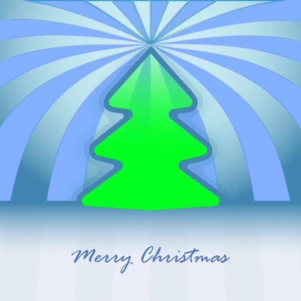 Round christmas tree design blue spotted background vector card — Stock Vector