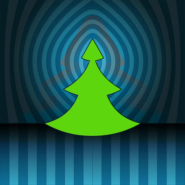 Arbre de Noël de forme moderne sur carte vectorielle murale rayée bleue au centre — Image vectorielle