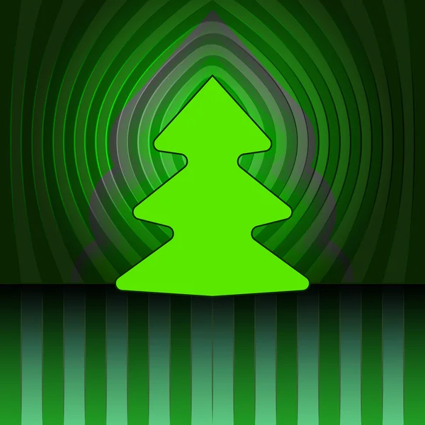 Runda formen julgran på gröna center randig vägg vektor — Stock vektor