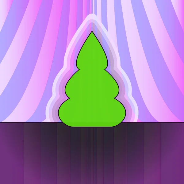 Gebogen vorm kerstboom violet gordijn vector kaart motief — Stockvector