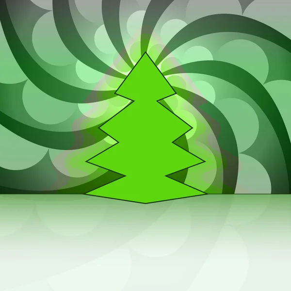 Árvore de Natal em forma afiada no círculo verde redemoinho cartão vetorial —  Vetores de Stock