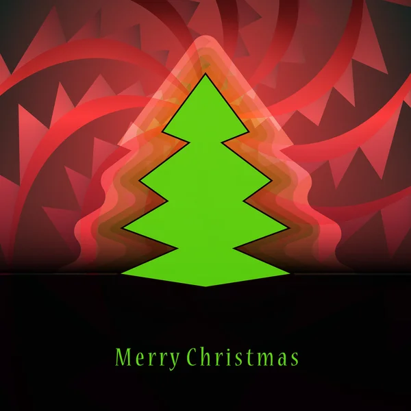 Різдвяна ялинка гострої форми на червоному трикутнику вихровий векторна листівка — стоковий вектор