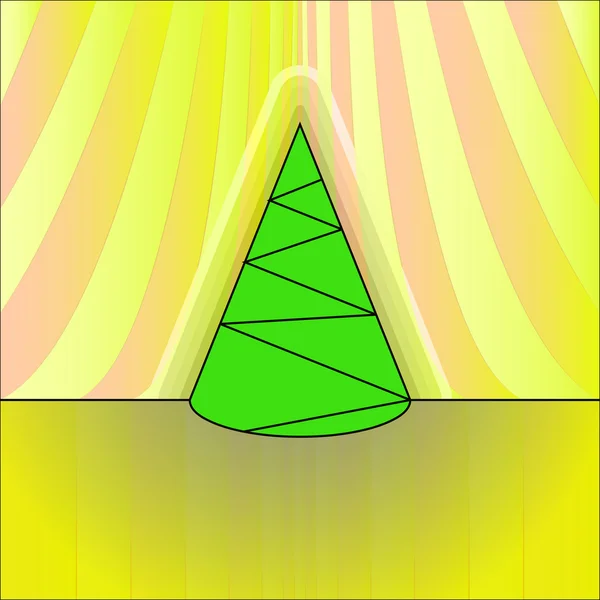 Forma conica progettato albero di Natale su carta vettore tenda gialla — Vettoriale Stock