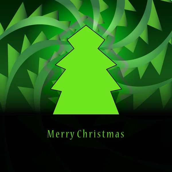 녹색 삼각형 소용돌이 벡터 카드에 설계 된 클래식 모양 크리스마스 트리 — 스톡 벡터