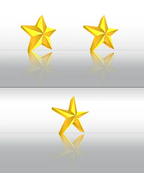 Étoiles d'or tridimensionnelles avec pack de vecteurs réfléchissants — Image vectorielle