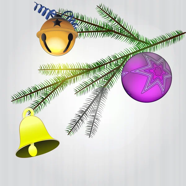 Magic spruce bransch med jul dekoration vektor — Stock vektor