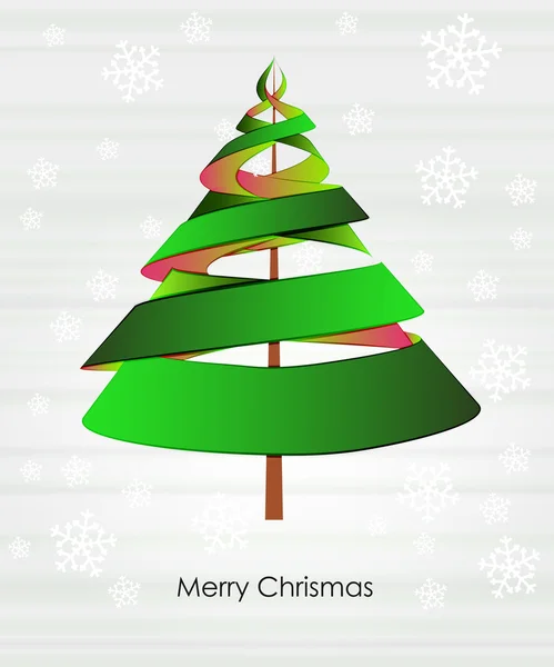 降雪明亮的背景与绿色三角形树设计 — 图库矢量图片
