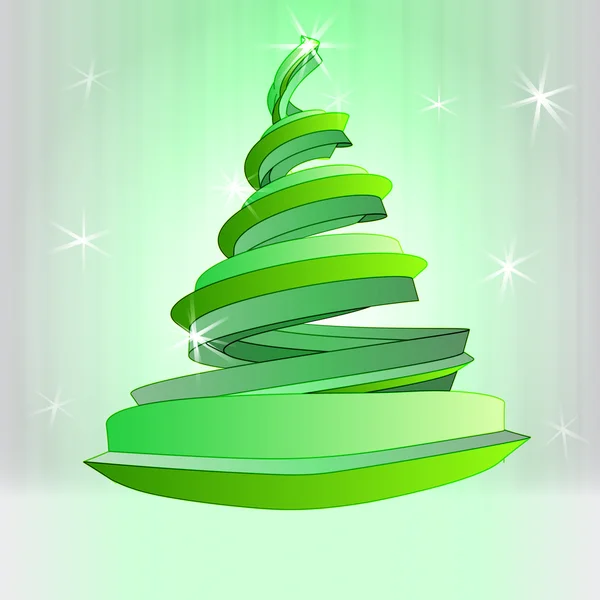 Verde projetado forma de árvore de natal no vetor de fundo brilhante — Vetor de Stock
