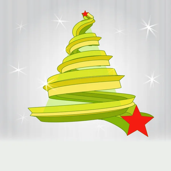 Gold yellow christmas tree design with glittering background vector — Stock Vector