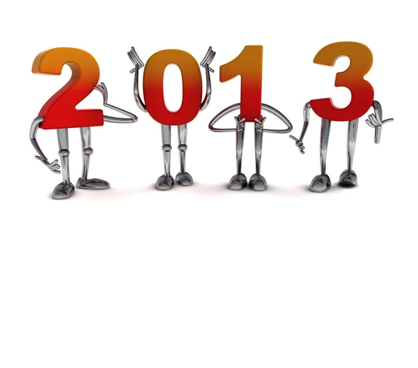 Red orange 2013 numbers as fancy figures standing by side — Stock Photo, Image
