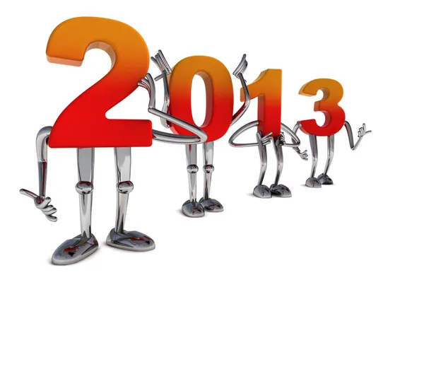 Red orange 2013 numbers as fancy figures standing in pose — Stock Photo, Image