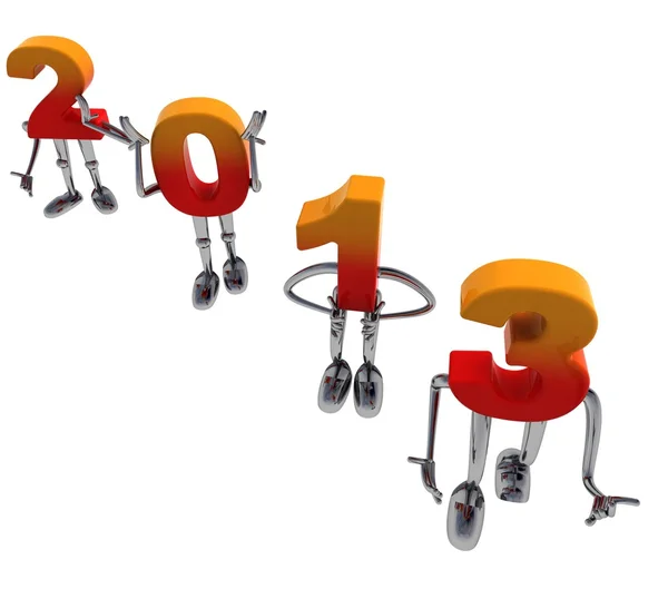 Red orange 2013 numbers as fancy figures standing diagonally — Stock Photo, Image