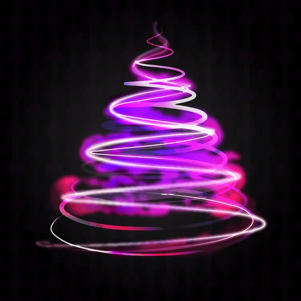 Shiny violet blue christmas tree flare concept on black — 图库照片