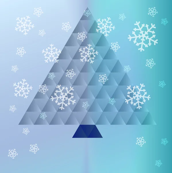 Árbol de Navidad concepto de triángulo en el vector de fondo nevado — Archivo Imágenes Vectoriales