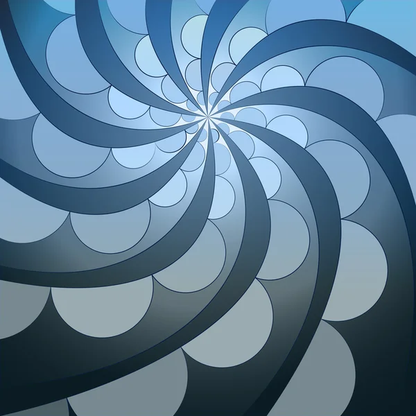 抽象的な対称青い渦巻花形ベクトル — ストックベクタ
