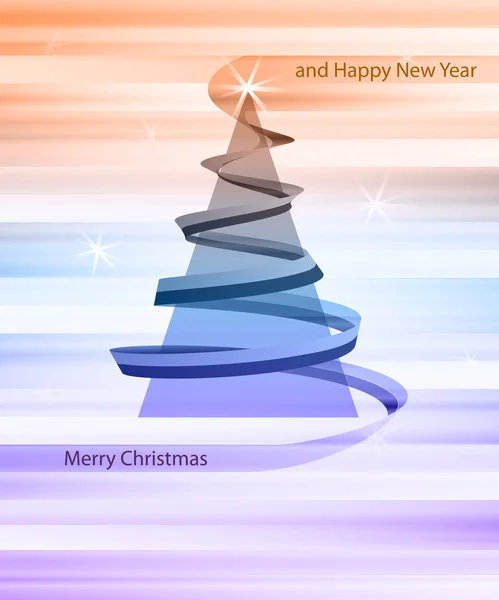 Triangolo albero di Natale con vortice su colorato vettore sfondo sfocato — Vettoriale Stock